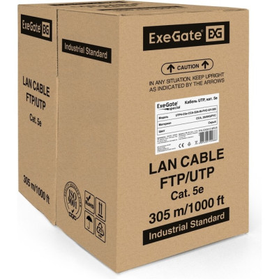 Кабель EXEGATE SPECIAL UTP4-C5E-CCA-S26-IN-PVC-GY-305 UTP 4